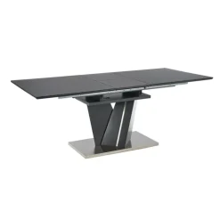 SALVADOR Spisebord med udtræk, - top - MørkeGrå, ben - MørkeGrå