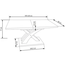 SANDOR Spisebord med udtræk - Hvid