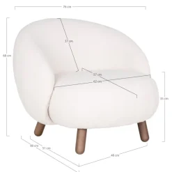 Savona Lænestol - Lænestol i hvid kunstig lammeskind med valnødfarvede ben
