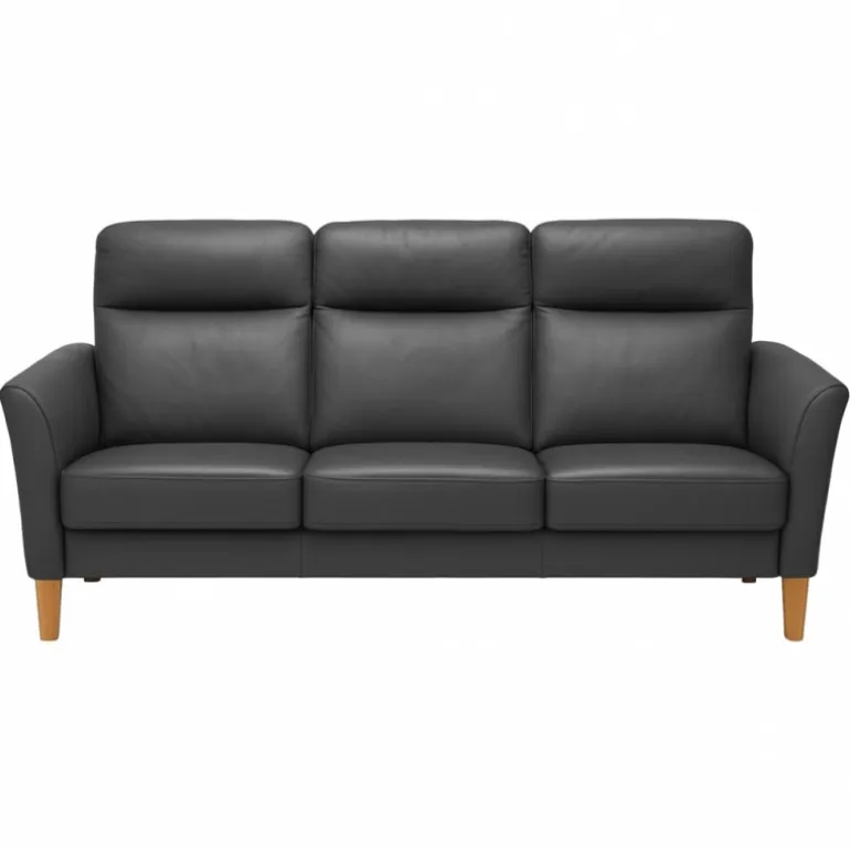 Sæby 3 pers sofa Sort Lædersofa