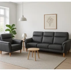 Sæby sofasæt Sort Lædersofa