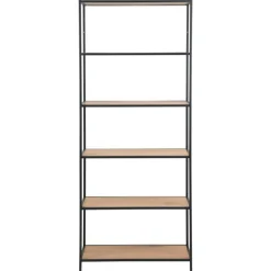 Seaford reol 77×35×185 cm – Sort metal og vild eg-look