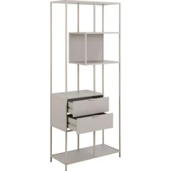 Seaford Reol med Skuffer og Asymmetriske Hylder – Grå - 77 x 35 x 185 cm