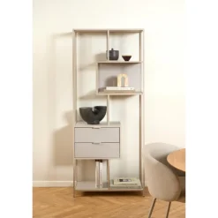 Seaford Reol med Skuffer og Asymmetriske Hylder – Grå - 77 x 35 x 185 cm