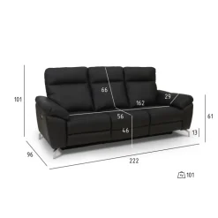 Selesta Recliner 3 pers. lædersofa sort