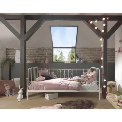 Seng 90 x 200 cm – Alice dagsseng i hvid metal