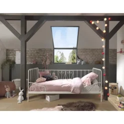 Seng 90 x 200 cm – Alice dagsseng i hvid metal