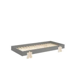 Seng 90 x 200 cm – Modulo, grå, stabelbar med puslespilsben