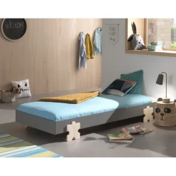 Seng 90 x 200 cm – Modulo, grå, stabelbar med puslespilsben