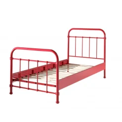 Seng 90 x 200 cm – New York, rød metalramme