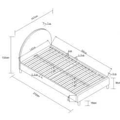 Seng 140 x 200 cm bouclé – Moon, hvid