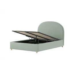 Seng med opbevaring 140 x 200 – Moon bouclé, grøn