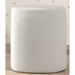 Seng med opbevaring 140 x 200 – Moon, hvid bouclé