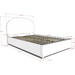 Seng med opbevaring 140 x 200 – Moon, hvid bouclé