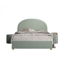 Seng med opbevaring 140 x 200 – Moon, grøn bouclé