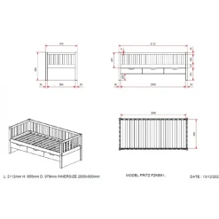 Seng med opbevaring 90 x 200 cm – Fritz, natur fyr