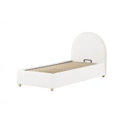 Seng med opbevaring 90 x 200 cm – Moon, hvid bouclé
