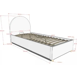 Seng med opbevaring 90 x 200 cm – Moon, grøn bouclé