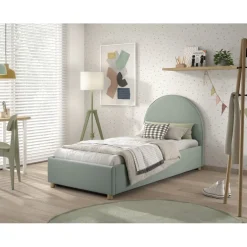 Seng med opbevaring 90 x 200 cm – Moon, grøn bouclé