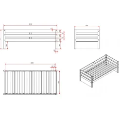 Seng 90x200 – Margrit kabineseng i natur/hvid