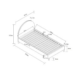 Seng 90x200 cm Moon – lyserød bouclé med rund sengegavl