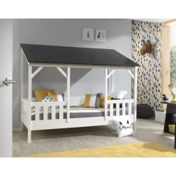 Seng 90x200 hus-seng – hvid/sort tag