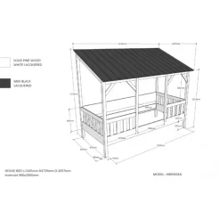 Seng 90x200 hus-seng – hvid/sort tag