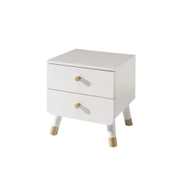 Sengebord Billy – hvid satin med 2 skuffer