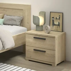 Sengebord i eg – Sam natbord med 2 skuffer og soft-close