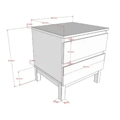 Sengebord med 2 skuffer – Eva, hvid