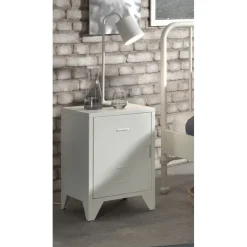 Sengebord metal – Bronxx, hvid