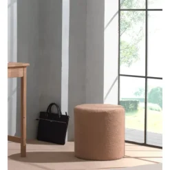 Sengebord/puf i bouclé – Nature, brun