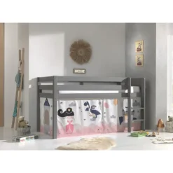 Sengeforhæng til halvhøj seng – Prinsesse Sophie, hvid/lyserød (PINO/SCOTT)