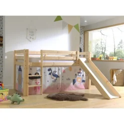 Sengeforhæng til halvhøj seng – Prinsesse Sophie, hvid/lyserød (PINO/SCOTT)