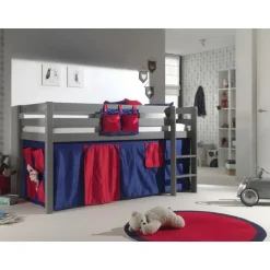 Sengeforhæng til mellemhøj seng – blå/rød (Domino)