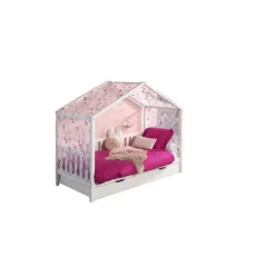 Sengehimmelsæt til hus-seng – DALLAS, sommerfugl, hvid