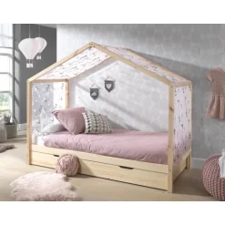 Sengehimmelsæt til hus-seng – DALLAS, sommerfugl, hvid