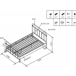 Sengeramme metal 120 x 200 – New York, sort