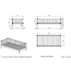Sengeramme 90x200 – Fritz dagseng i natur fyrretræ