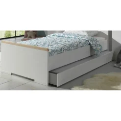 Sengeskuffe med ekstra seng – London, 90 × 190 cm, hvid