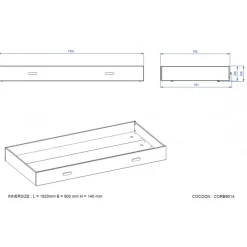 Sengeskuffe med hjul 90 x 190 cm – Kiddy, hvid