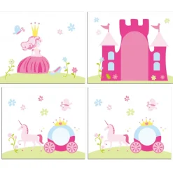 Sengetæppe gardinsæt til halvhøj seng – Prinsesse, lyserød