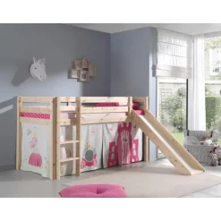 Sengetæppe gardinsæt til halvhøj seng – Prinsesse, lyserød