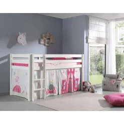 Sengetæppe gardinsæt til halvhøj seng – Prinsesse, lyserød