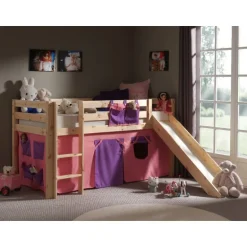 Sengetæppe gardinsæt til halvhøj seng – Bella, lyserød/lilla