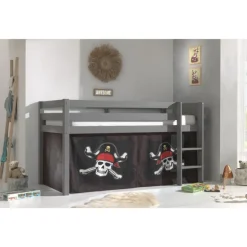 Sengetunnel/forhæng til mellemhøj seng – Pirat, sort