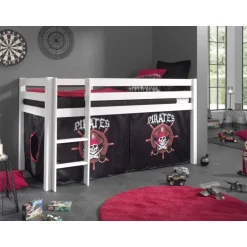 Sengetunnel/forhæng til mellemhøj seng – Pirat, sort