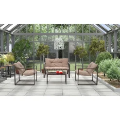 SHARK havemøbel sæt (sofa + 2 stole + kaffeborde), mørkeBrun / Cappuccino