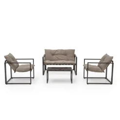 SHARK havemøbel sæt (sofa + 2 stole + kaffeborde), mørkeBrun / Cappuccino