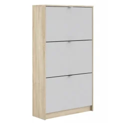 Shoes Skoskab 3 klaplåger m. 2 rum - Ege struktur/Hvid